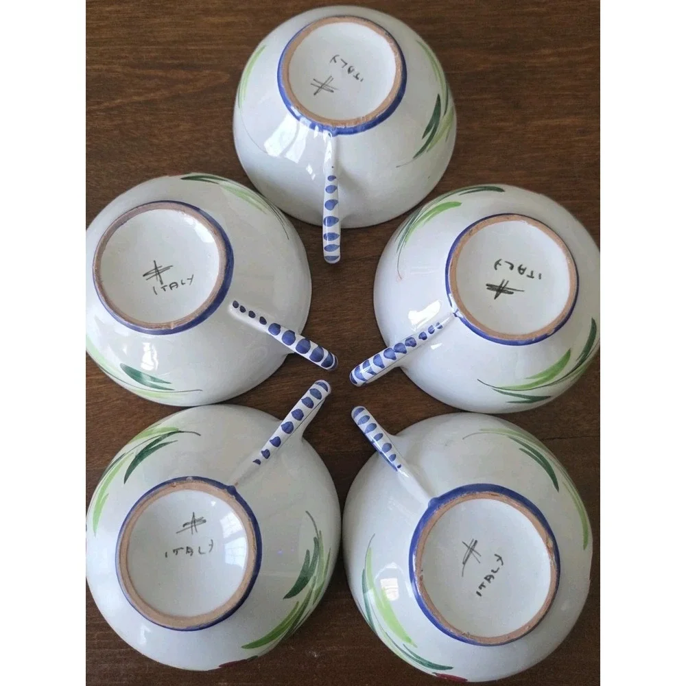 Santarelli Italian Art Pottery Esspresso & Cap Sets Hand Painted Signed 20 Piece